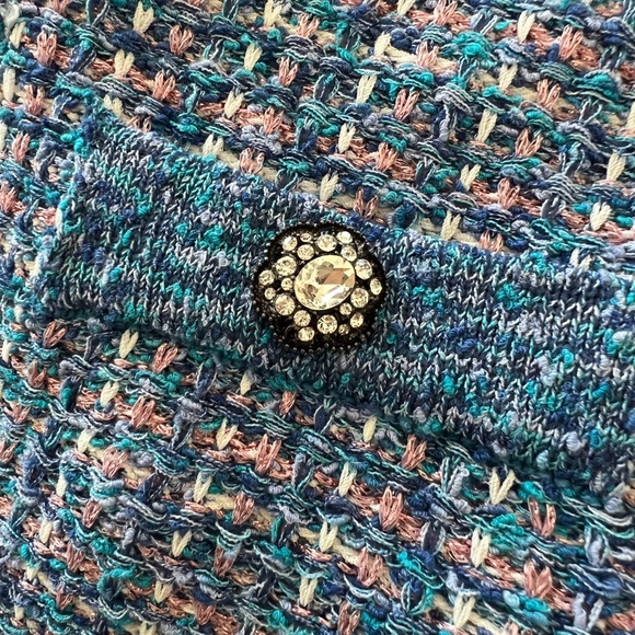 Zara Blue & Pink Sleeveless Embellished Tweed Top - Picture 7 of 10